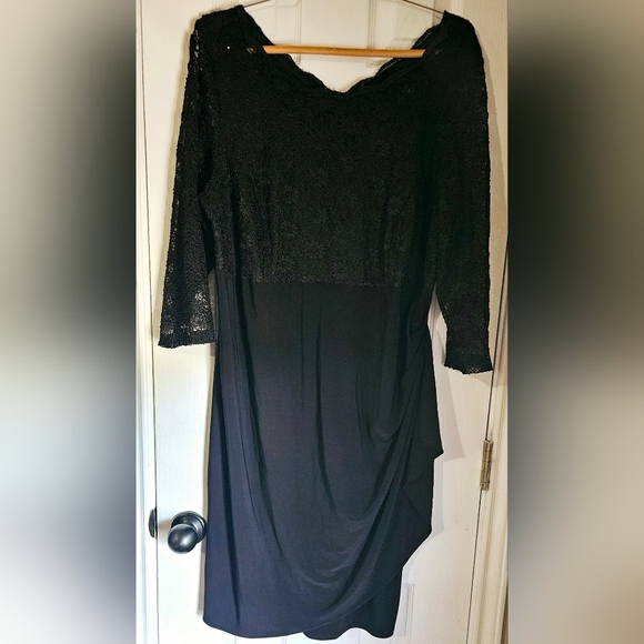 MSK Women Classy V- Neck Floral Lace 3/4 Sleeve Cocktail Holiday Party Dress, 20 - Picture 2 of 7